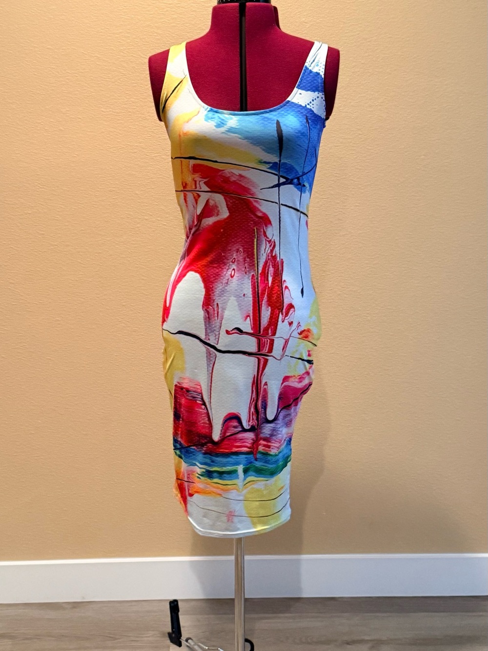 Colorful Abstract Print Bodycon Dress